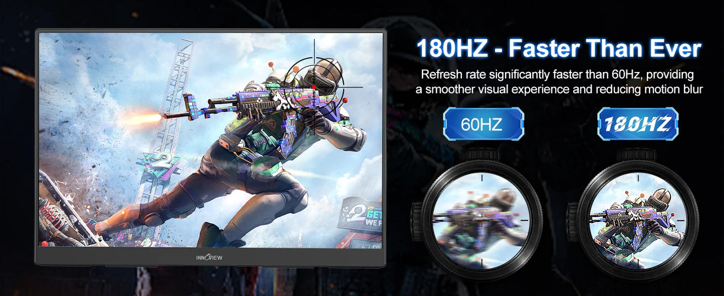 for InnoView 2K 180HZ Portable Monitor, 18'' OD Gameplus 2560x1600 QHD 100% sRGB Portable Gaming Monitor Cell Phone PC Loptop Ex