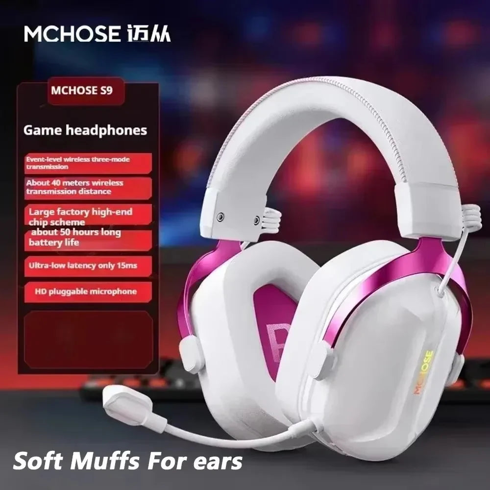 MCHOSE S9 Pro E-sport Gaming Headphone 3-mode Wireless Aluminum Alloy AI Noise Reduction Gaming Headset Gaming Accessory Custom