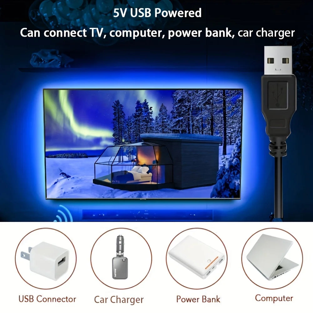 Blue 5V USB Charing Led Strip Lights For Smart TV Backlight For Gaming Room Decoration Home Bedroom Room Car Decor Lighting Lamp