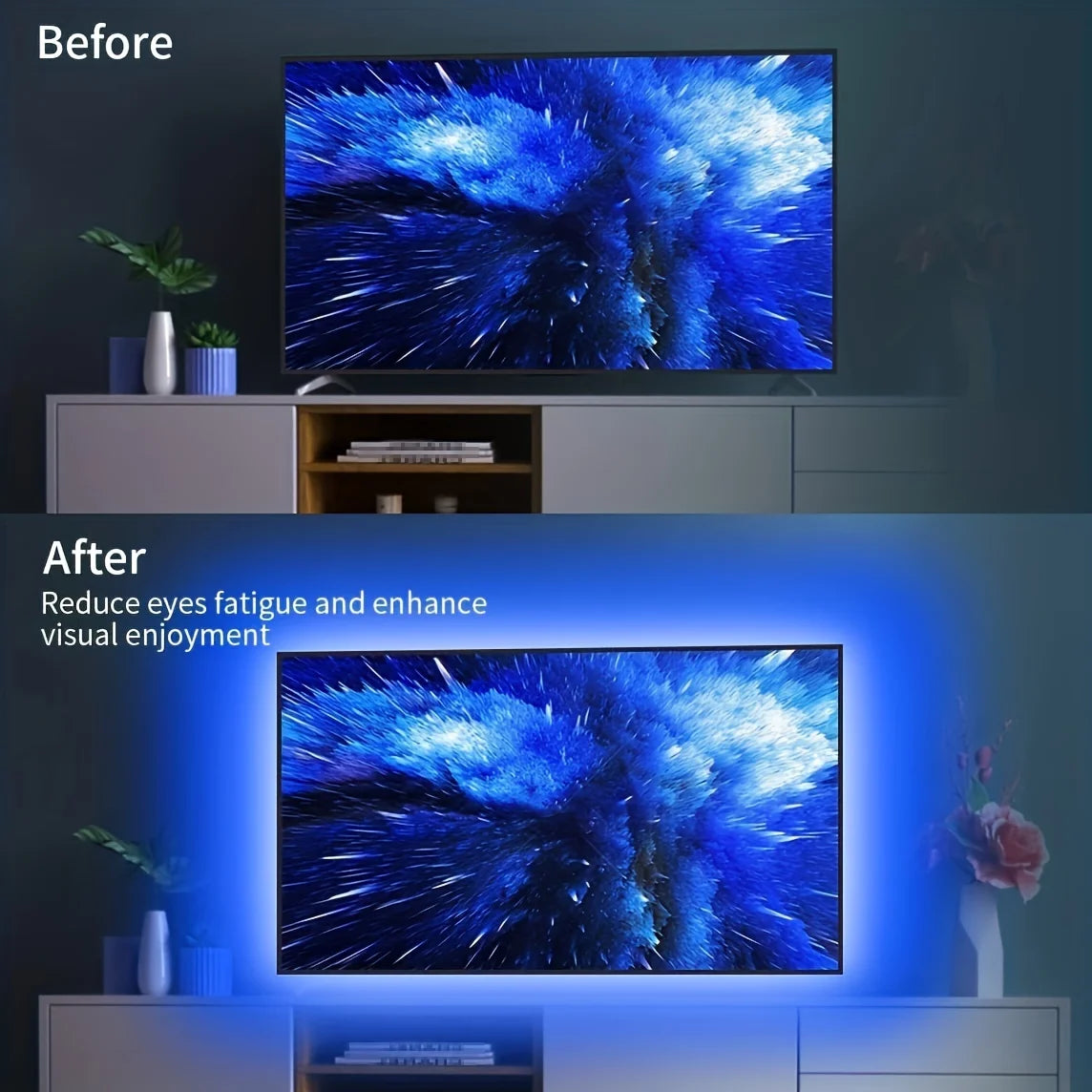 Blue 5V USB Charing Led Strip Lights For Smart TV Backlight For Gaming Room Decoration Home Bedroom Room Car Decor Lighting Lamp