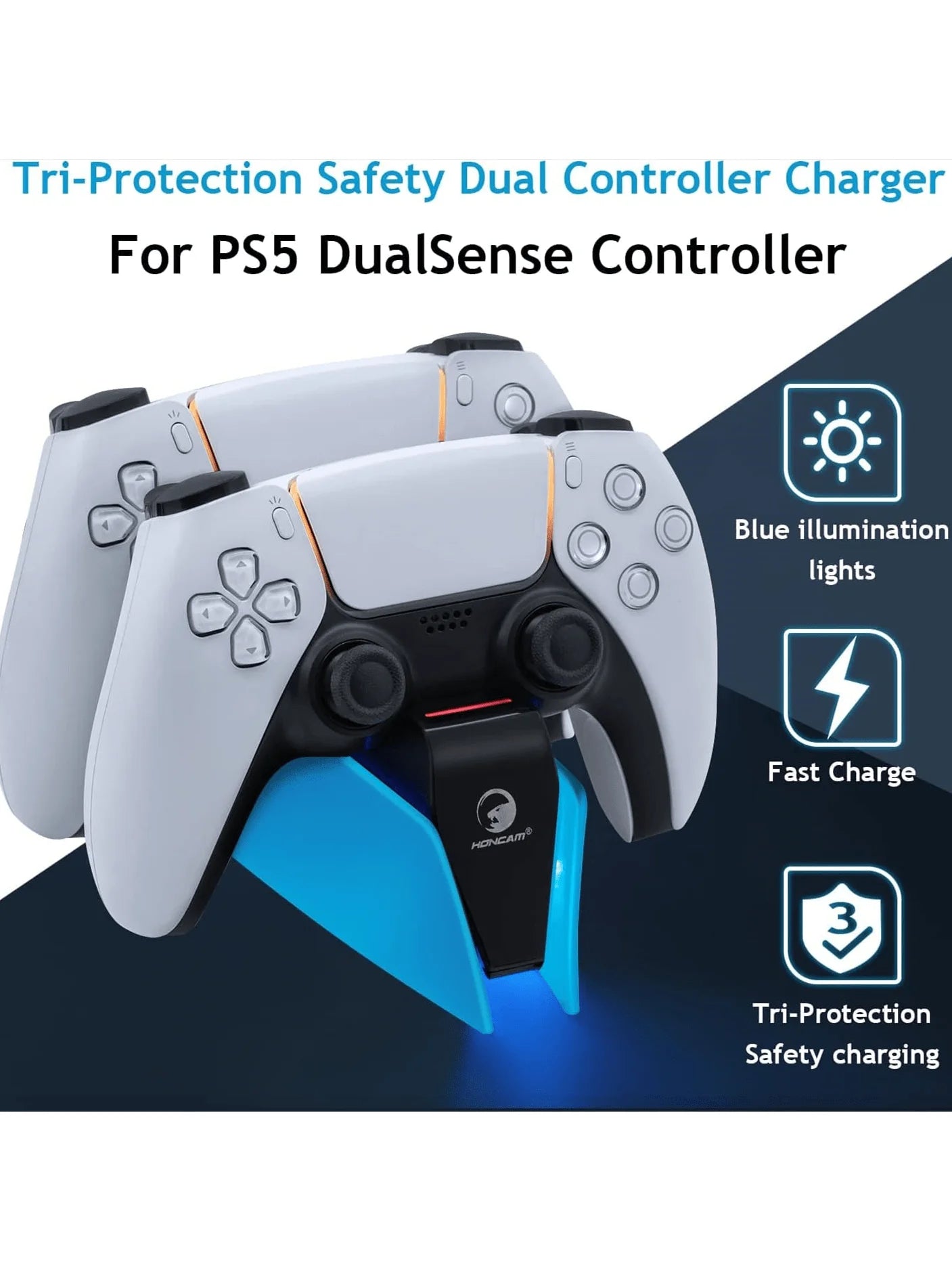 Controller Charging Station with Dual Fast Charger Dock for PS5 DualSense Wireless Controller with LED Charging Indicators