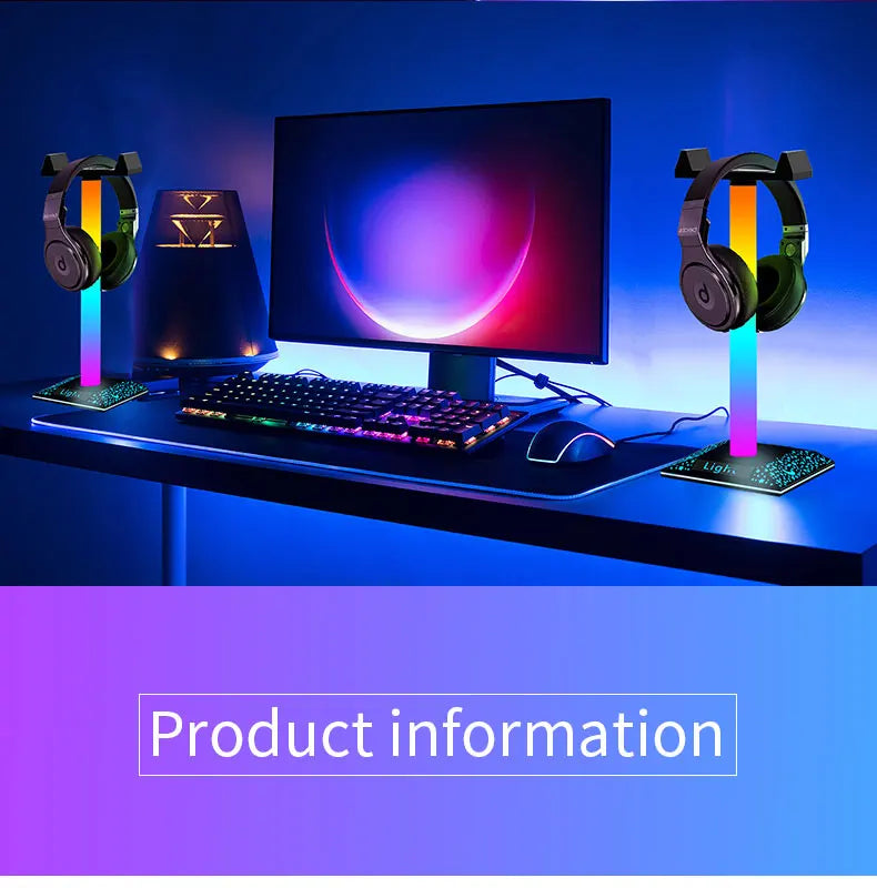 USB LED Lights Gaming Headset Stand RGBIC Lights Gaming Headset Stand Decoration Gaming For Gaming Room Accessories New