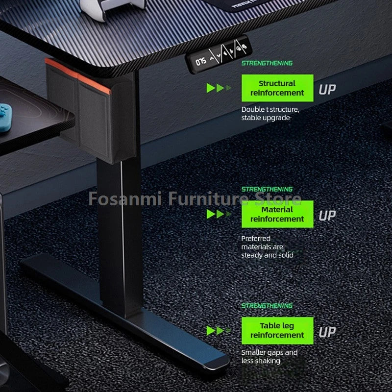 Electric Adjustable Height Computer Desk Carbon Fiber Gaming Table for Home Sturdy and Spacious Room Motion Desk Standing Table