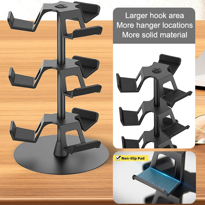 3-Tier Game Controller Stand, Holds 12 Controllers, Black Controller Organizer Compatible For PS5,4/One/Switch Pro