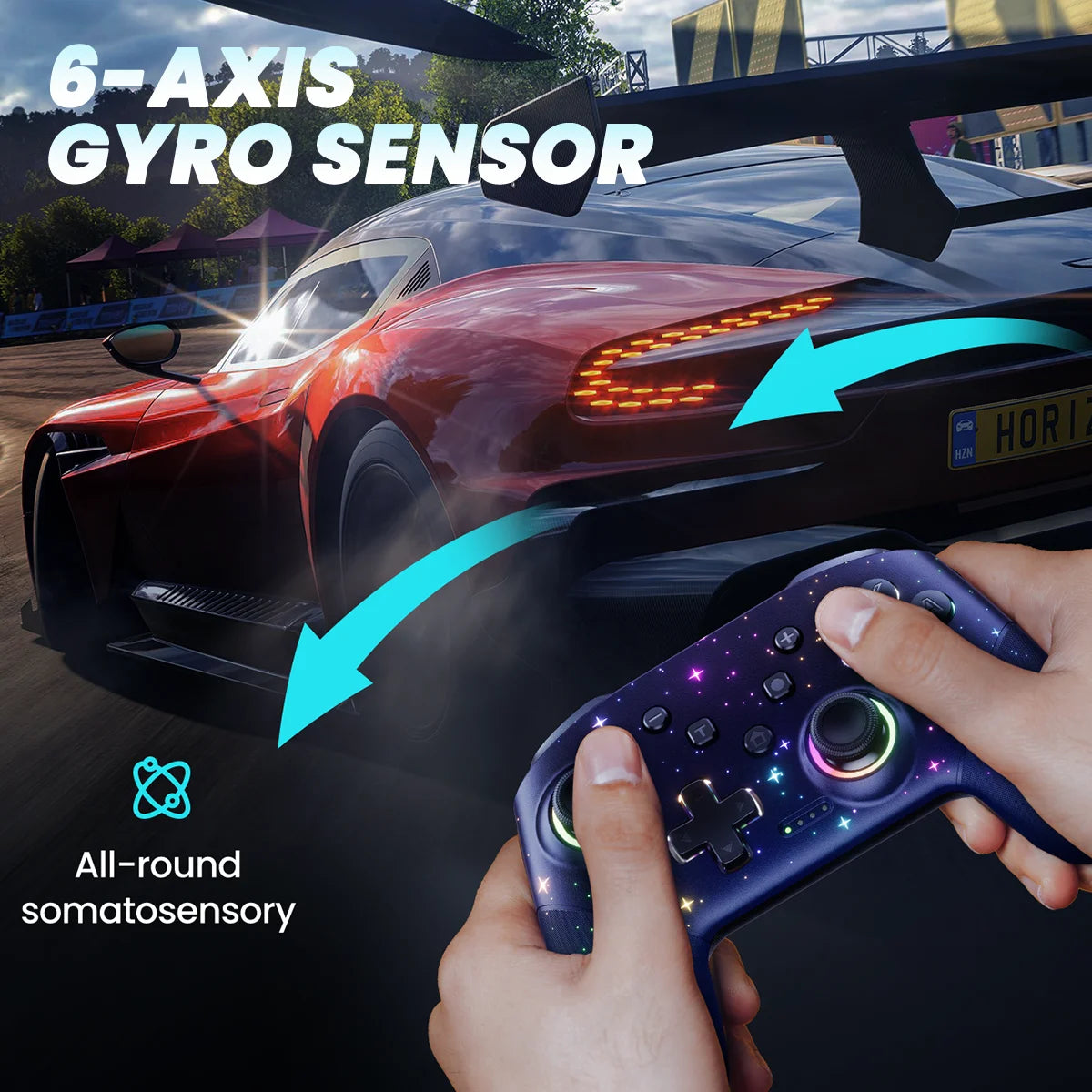 Switch Controller, LED Star Wireless Pro Controller for Switch/Lite/OLED, Multi-Platform Windows PC/IOS/Android Controller with