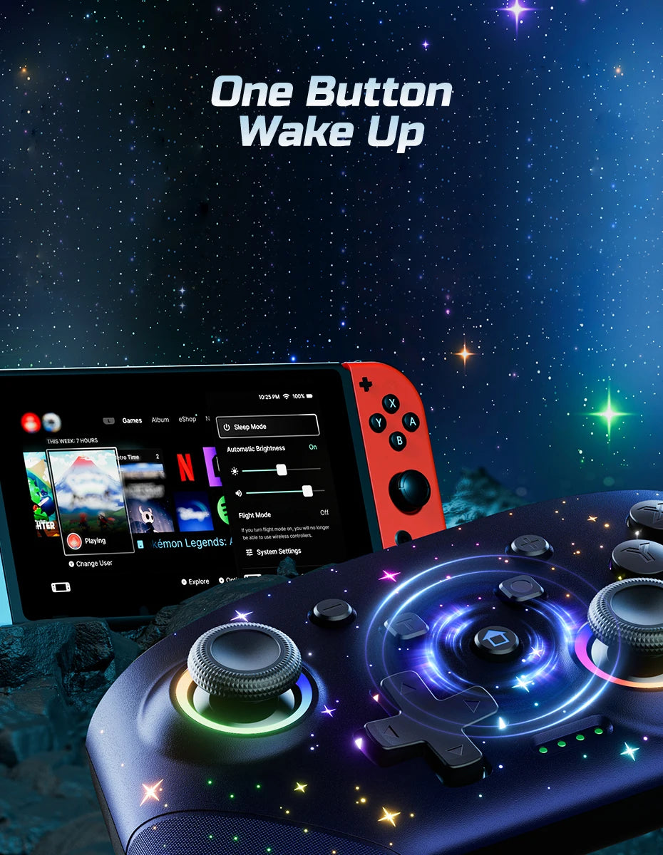 Switch Controller, LED Star Wireless Pro Controller for Switch/Lite/OLED, Multi-Platform Windows PC/IOS/Android Controller with