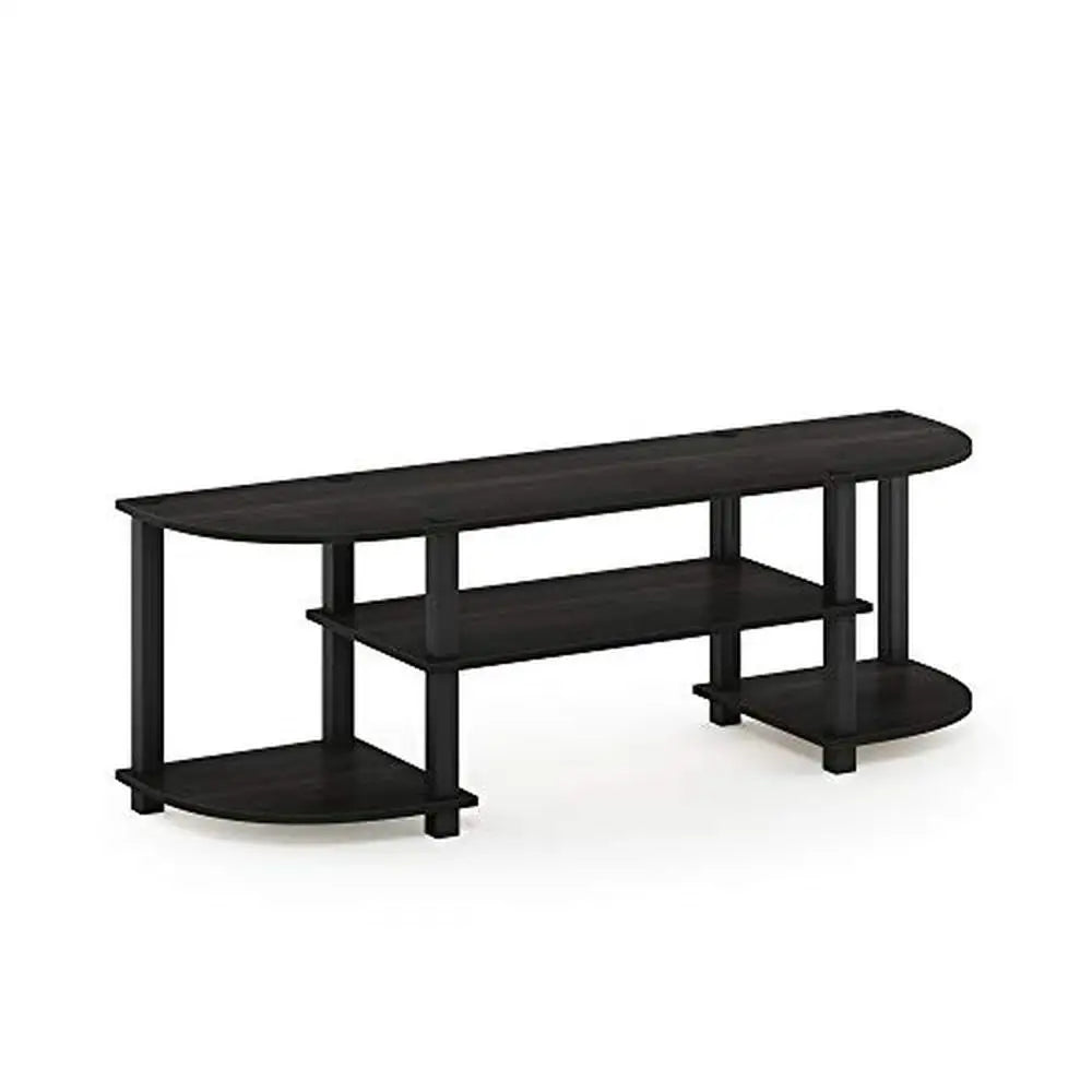 TV Entertainment Center Wooden 4-Tier Stand Easy Assembly 55" Flat Screen Panel 40lbs Capacity Wood Espresso/Black Shelf