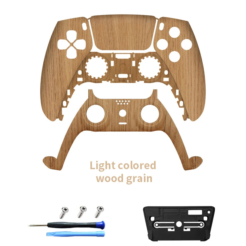 Redesigned and replaced front shell touchpad compatible with PS5 controller BDM-010, 020, 030, 040, 050-Wood grain pattern