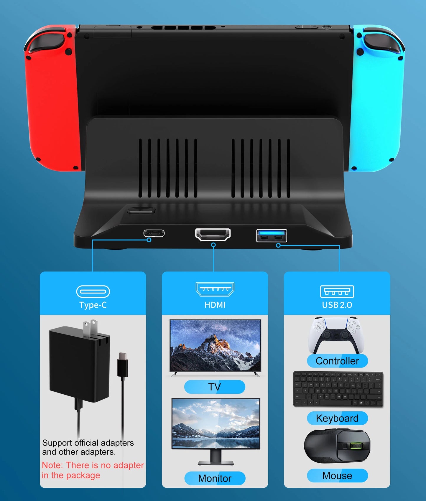 Switch Docking Station For Nintendo Switch OLED/Nintendo Switch Accessories,Portable TV Docking Station with 4K Adapter