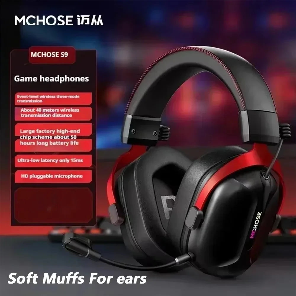 MCHOSE S9 Pro E-sport Gaming Headphone 3-mode Wireless Aluminum Alloy AI Noise Reduction Gaming Headset Gaming Accessory Custom