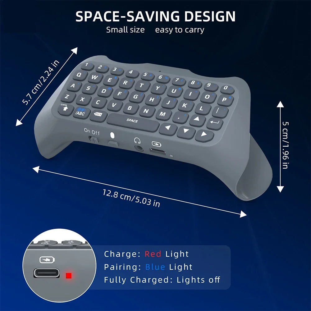 Wireless Controller Keyboard Bluetooth-Compatible 3.0 Controller Chat Pad 3.5mm Gaming Handle Keyboard for PS5 Gamepad