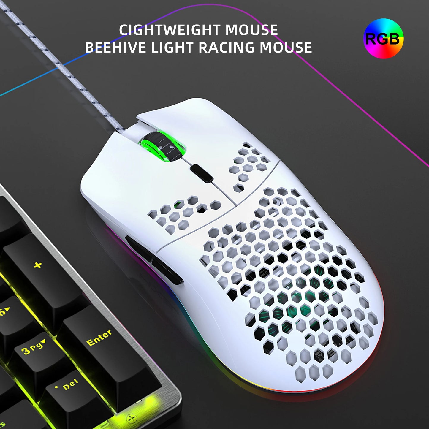 Best sale gaming keyboard and mouse combos lightweight honeycomb wired mouse RGB backlit mechanical feel gaming set for laptop