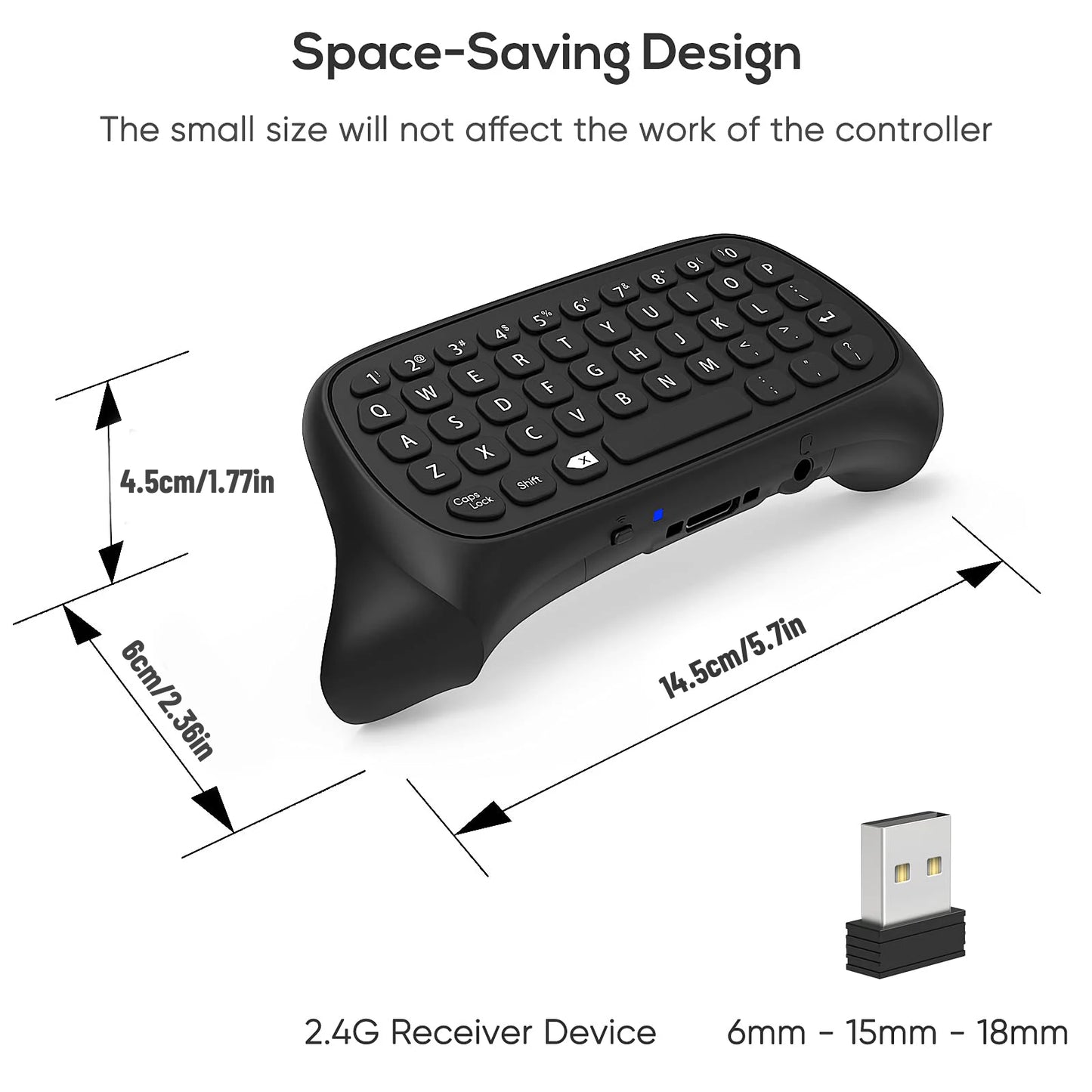 Controller Keyboard for Xbox Series X/S/One/One S Wireless Chatpad Gaming Keypad with USB Receiver With 3.5mm Audio Jack