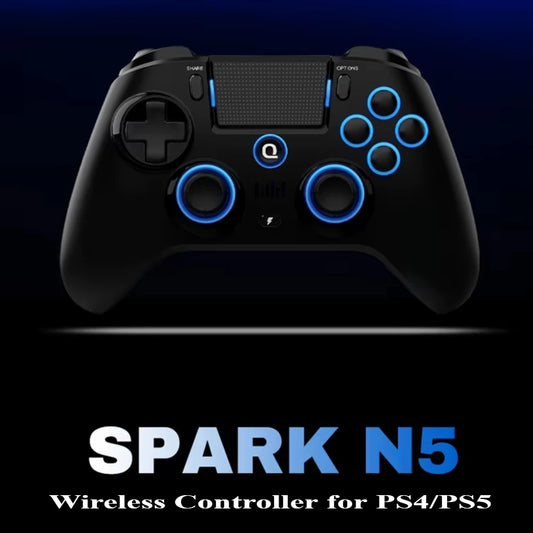 Original QRD Spark N5 Wireless Controller for PS5 PS4 PS3 IOS Android PC Hall 9-color LED lights Vibration effect PS4 Gamepad
