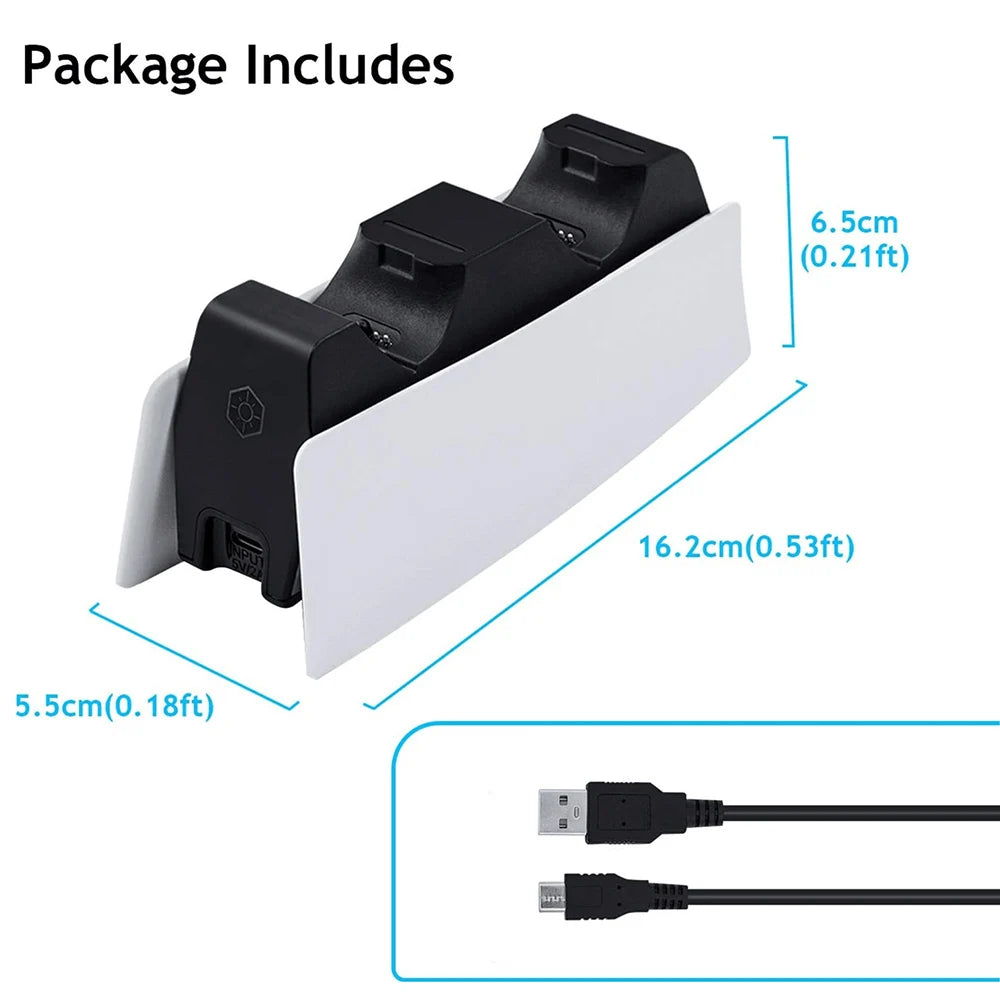Controller Charging Station with Dual Fast Charger Dock for PS5 DualSense Wireless Controller with LED Charging Indicators