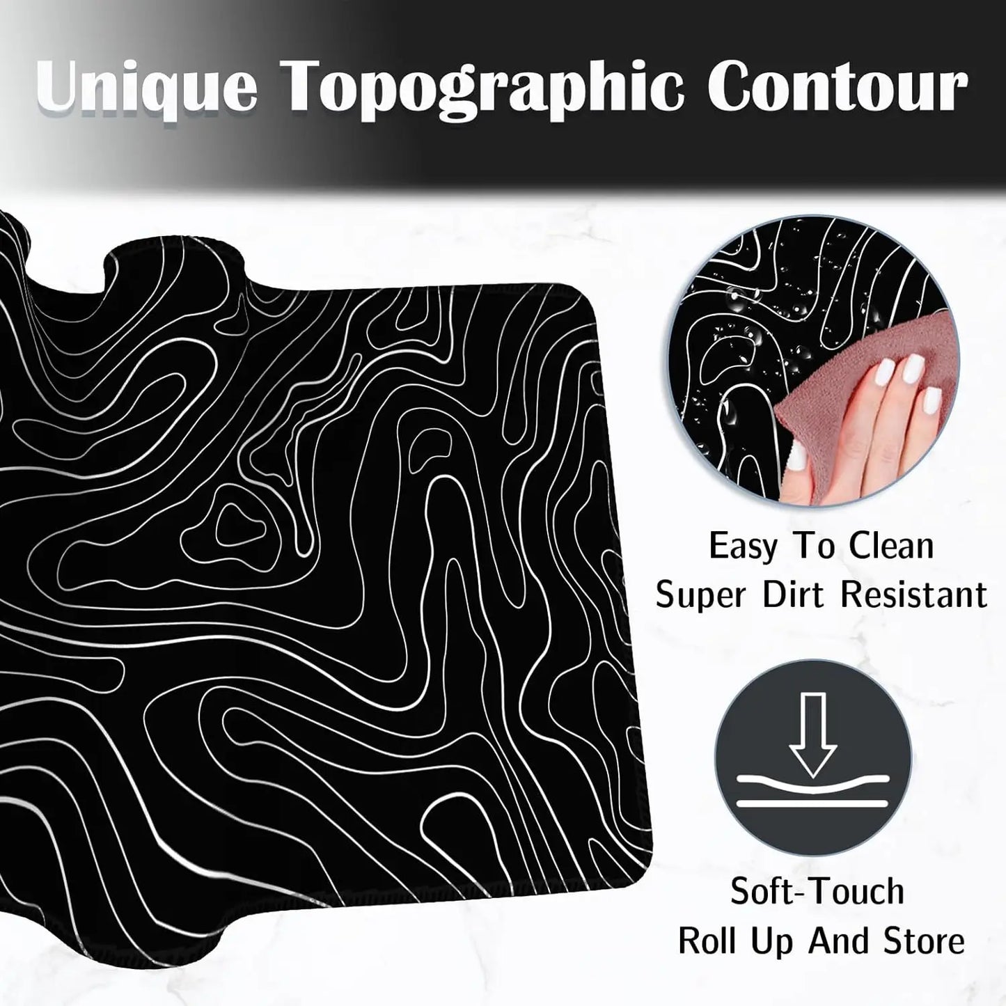 Gaming Mouse Pad Large Keyboard Pad Keyboard and Mouse Pad 31.5 x 11.8in Desk Mat Topographic Mouse Pad  for Office home