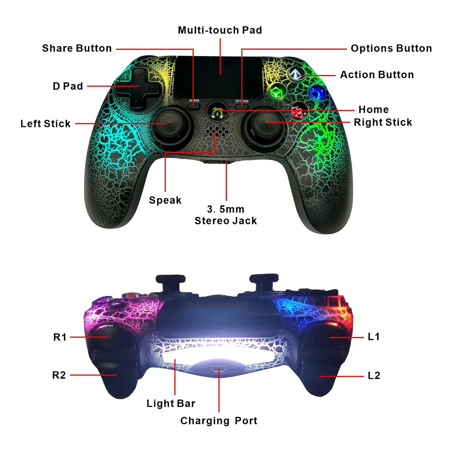 Controller For PS4 Command PS4 Pro Control For PS4 Slim/PS3 /Iphone/Ipad/iOS/Android/Pc Dual Vibration Wireless Joystick