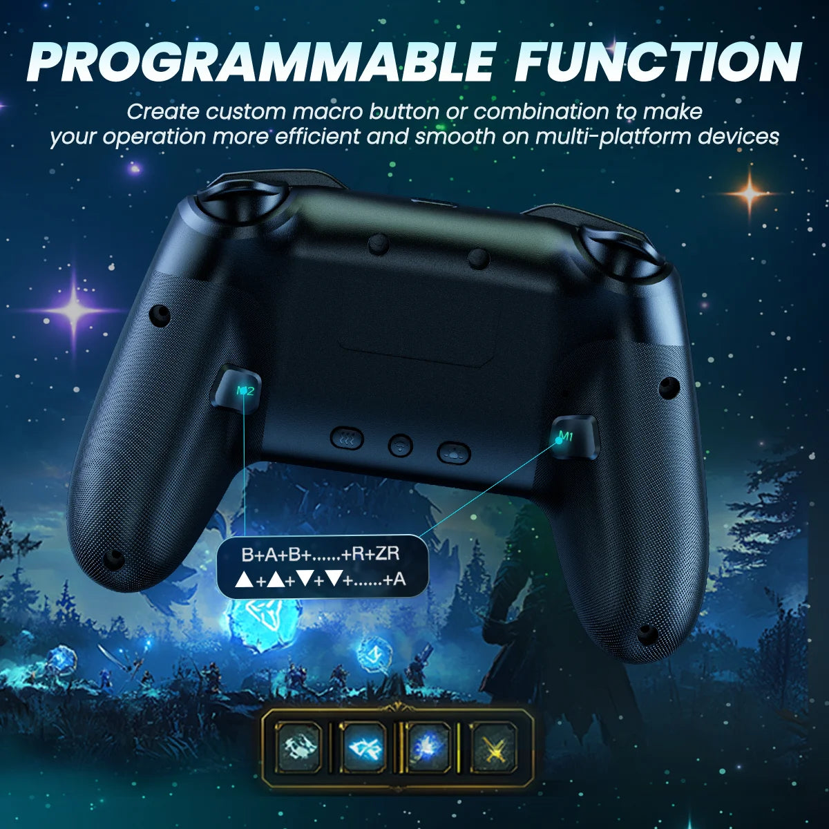 Switch Controller, LED Star Wireless Pro Controller for Switch/Lite/OLED, Multi-Platform Windows PC/IOS/Android Controller with
