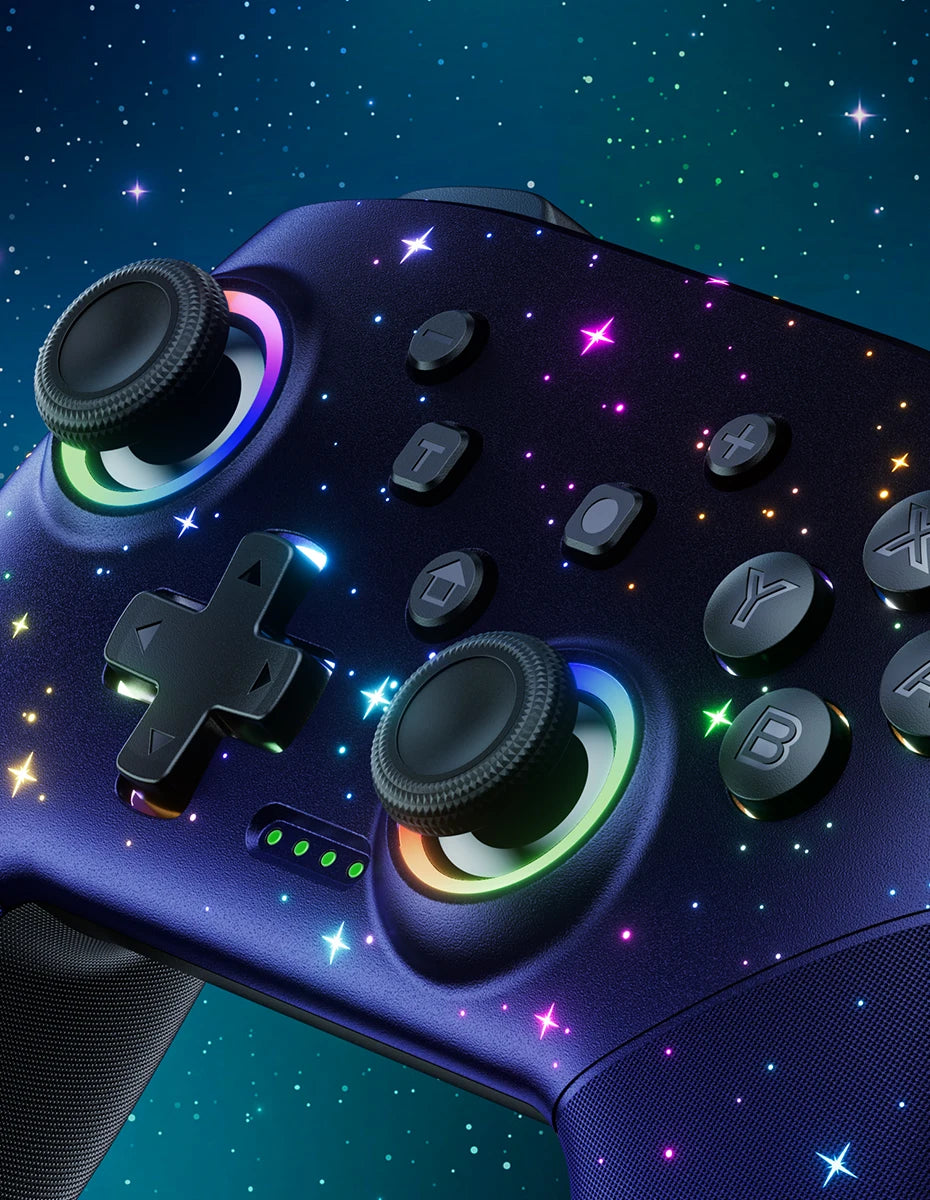 Switch Controller, LED Star Wireless Pro Controller for Switch/Lite/OLED, Multi-Platform Windows PC/IOS/Android Controller with
