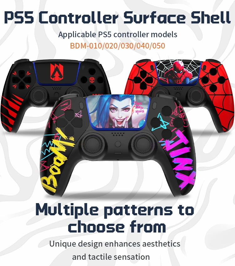 Redesigned and replaced front shell touchpad compatible with PS5 controller BDM-010, 020, 030, 040, 050-James、Jinx pattern
