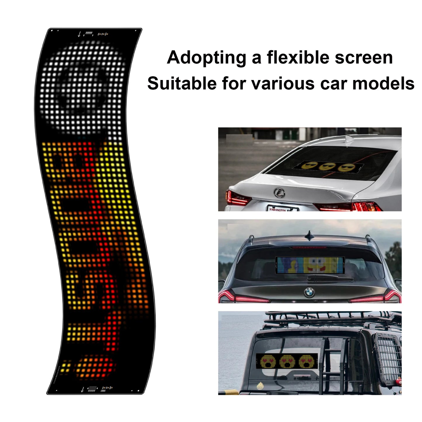LED AD Display Pixel Devil Eye Message Panel Screen Scrolling Sign Board Ultra thin Soft Flexible Advertising Light Car Display