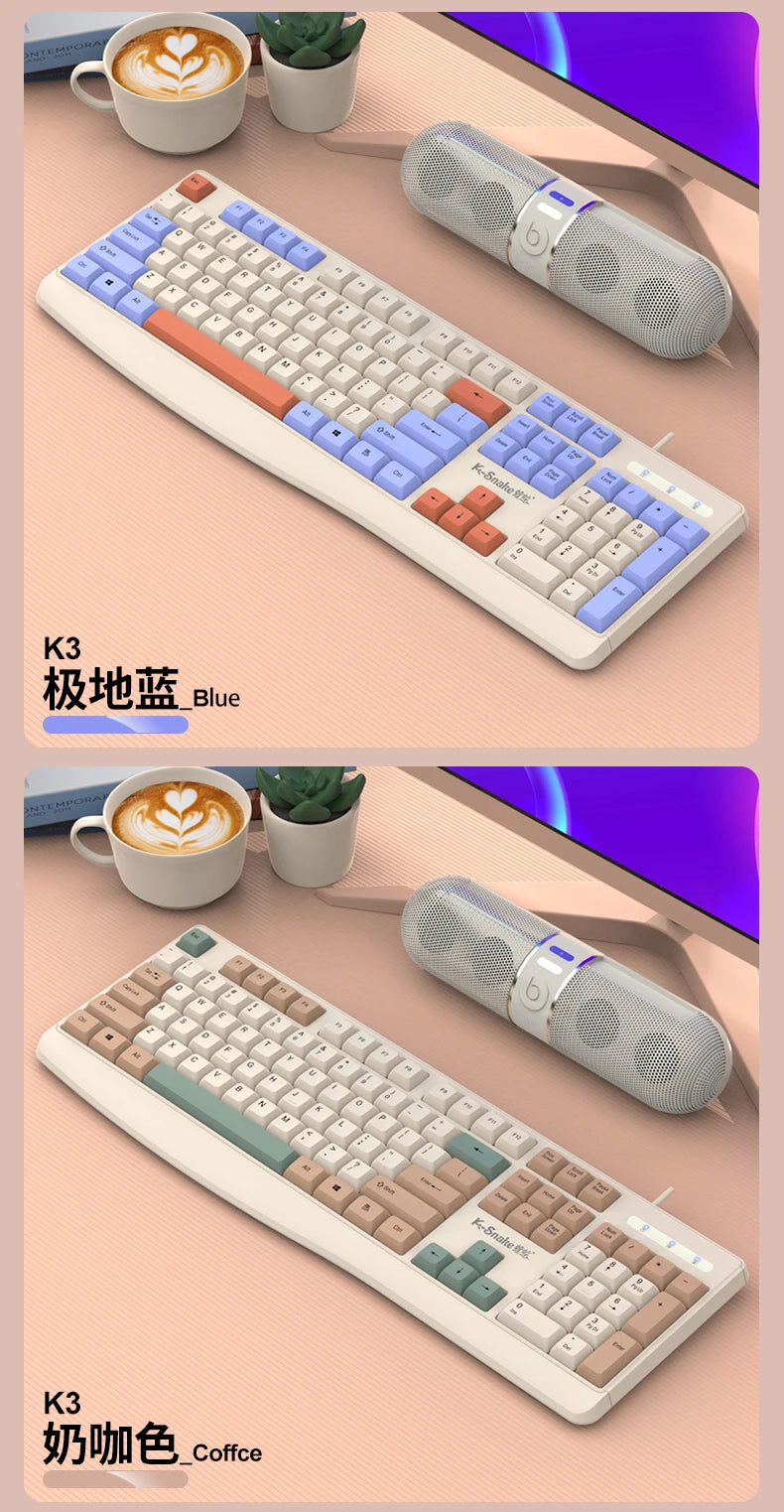 K-snake KM300 Wired Keyboard and Mouse Set USB Ergonomic Desktop Laptop Keyboard and Mouse Home Office