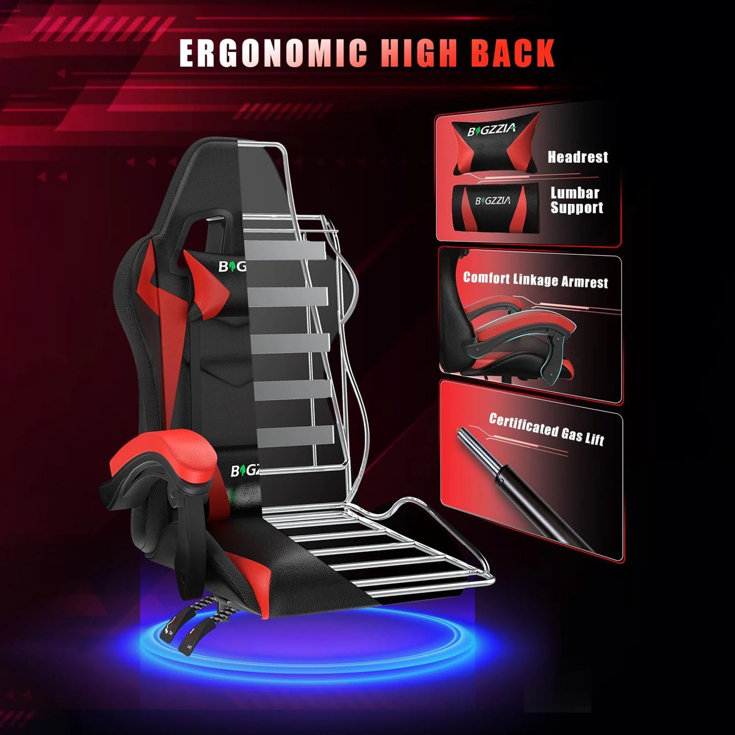 Gaming Chair with LED Gaming Chair Gamer Chairs RGB Light Lighting Computer Chair Height Adjustable Ergonomic Office Chair