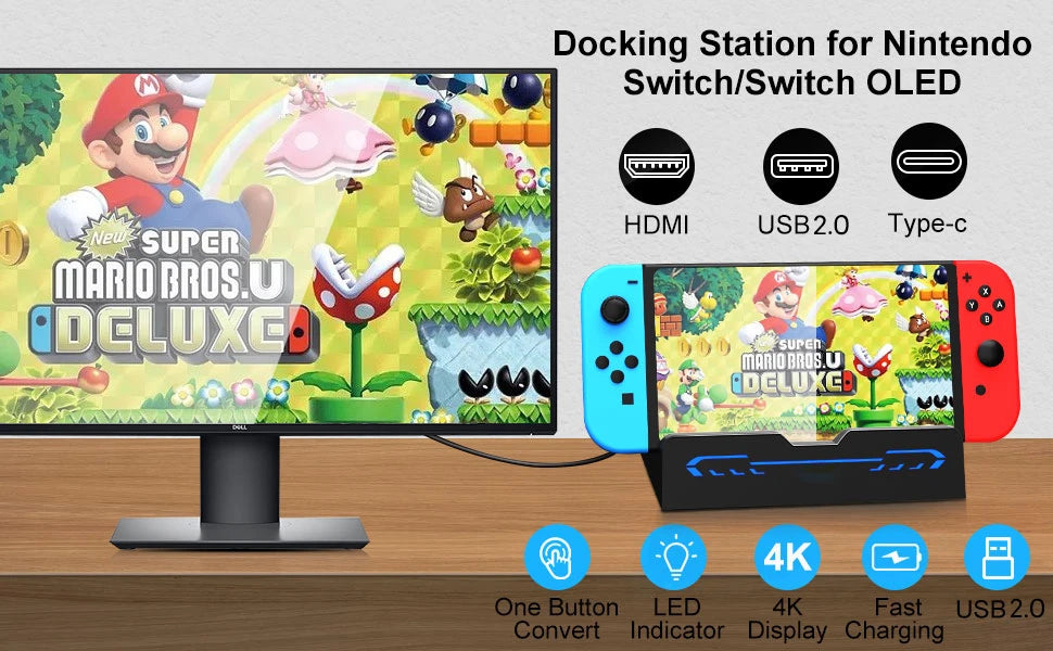 Switch Docking Station For Nintendo Switch OLED/Nintendo Switch Accessories,Portable TV Docking Station with 4K Adapter