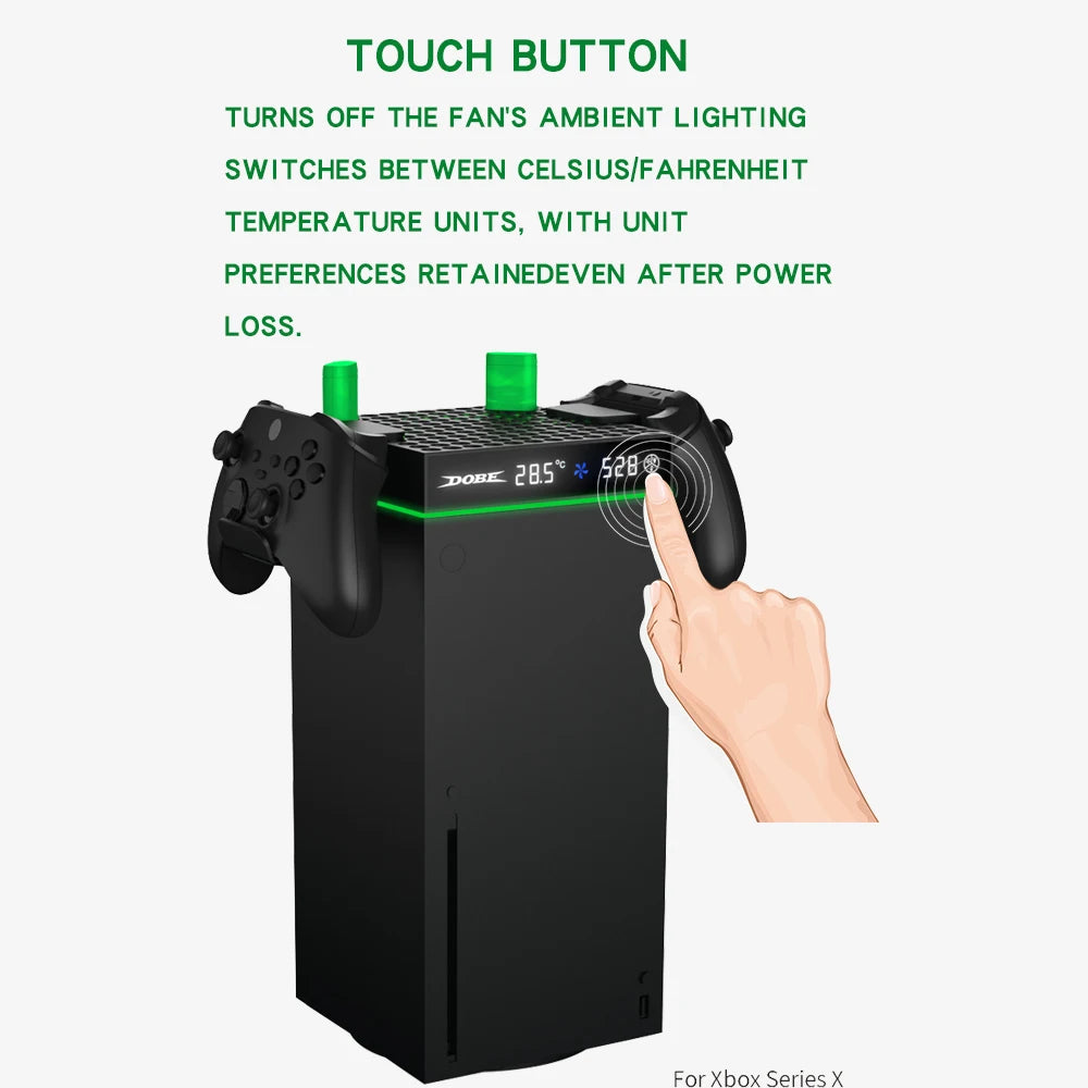 Cooling Fan for Xbox Series S/X With Daul Battey RGB Led Intelligent high-speed temperature control fan For Xbox Series X