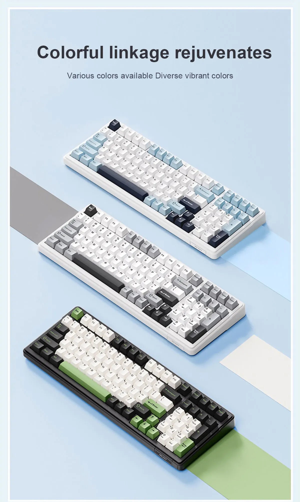 AULA F99 Machanical Keyboard Bluetooth 5.0/2.4G Wireless/Wired Gasket-mounted Gaming Keyboard 99 Keys Customizable Keyboards