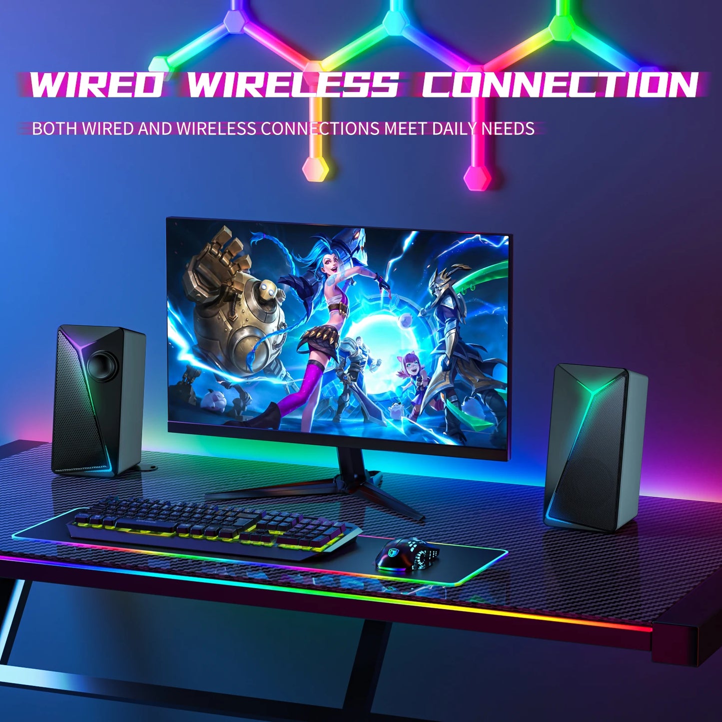 NEW PC Computer USB Wired Speaker With RGB Iron Mesh Laser Subwoofer Stereo Portable Gaming Laptop Loundspeaker