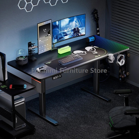 Electric Adjustable Height Computer Desk Carbon Fiber Gaming Table for Home Sturdy and Spacious Room Motion Desk Standing Table