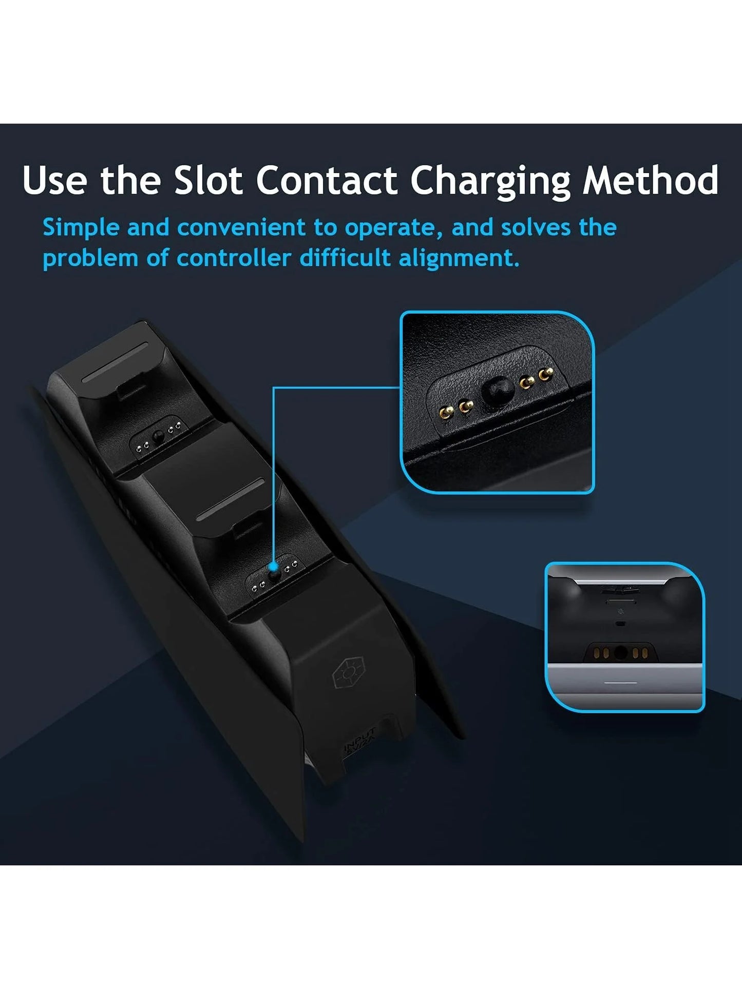 Controller Charging Station with Dual Fast Charger Dock for PS5 DualSense Wireless Controller with LED Charging Indicators