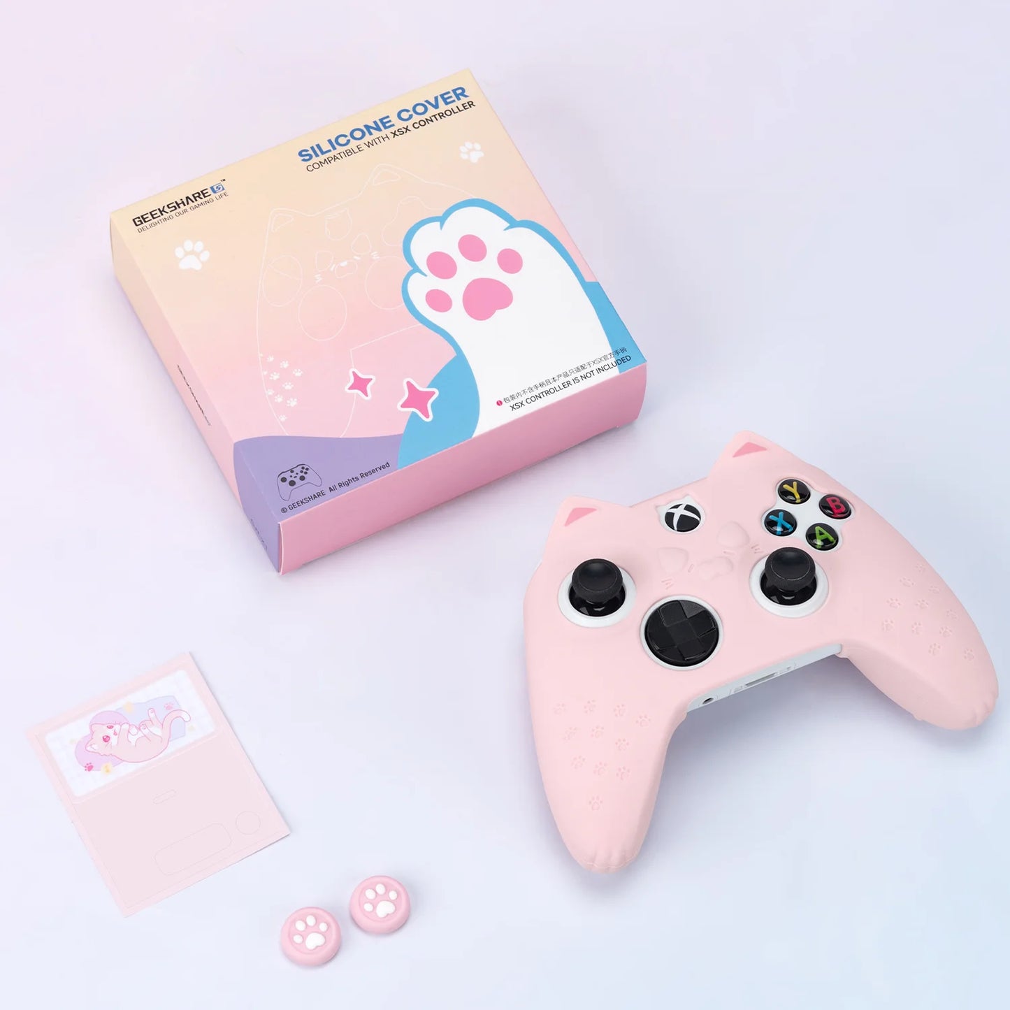 GeekShare Protective Case for Xbox Series X Controller Soft Silicone Cover Skin,Controller Skin+Customized Sticker+2*Thumb Grips