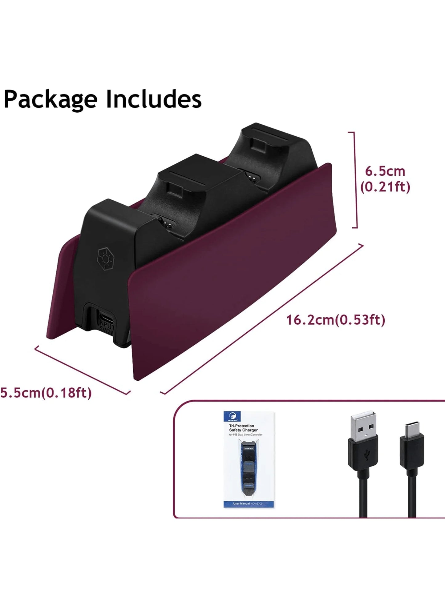 Controller Charging Station with Dual Fast Charger Dock for PS5 DualSense Wireless Controller with LED Charging Indicators