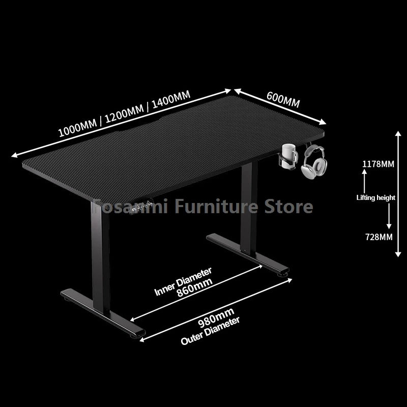 Electric Adjustable Height Computer Desk Carbon Fiber Gaming Table for Home Sturdy and Spacious Room Motion Desk Standing Table