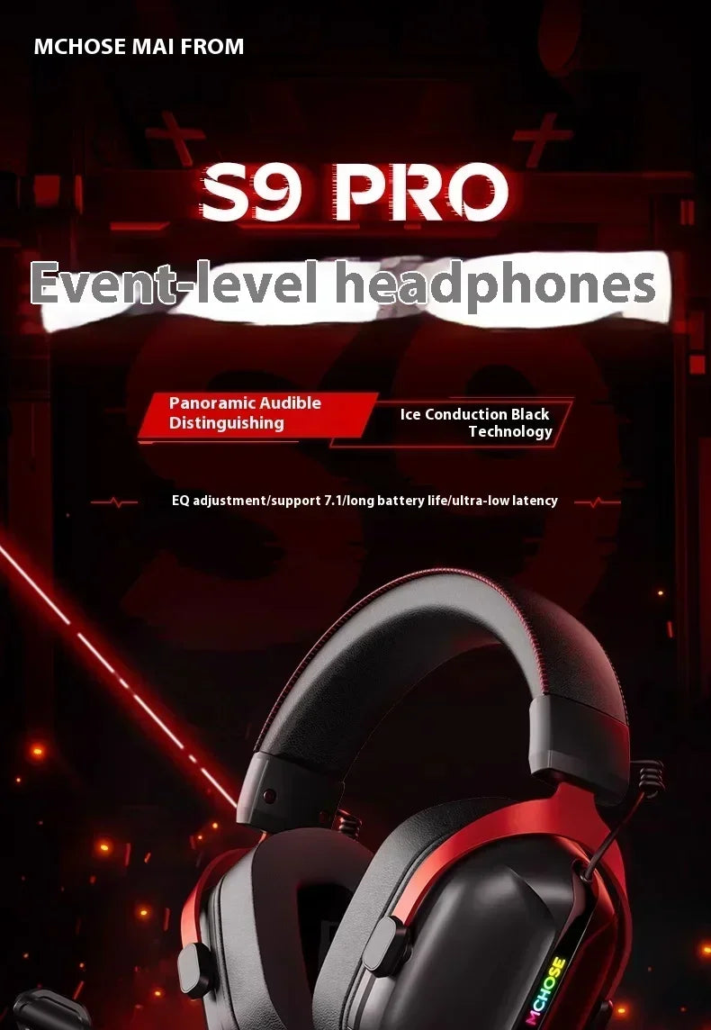 MCHOSE S9 Pro E-sport Gaming Headphone 3-mode Wireless Aluminum Alloy AI Noise Reduction Gaming Headset Gaming Accessory Custom