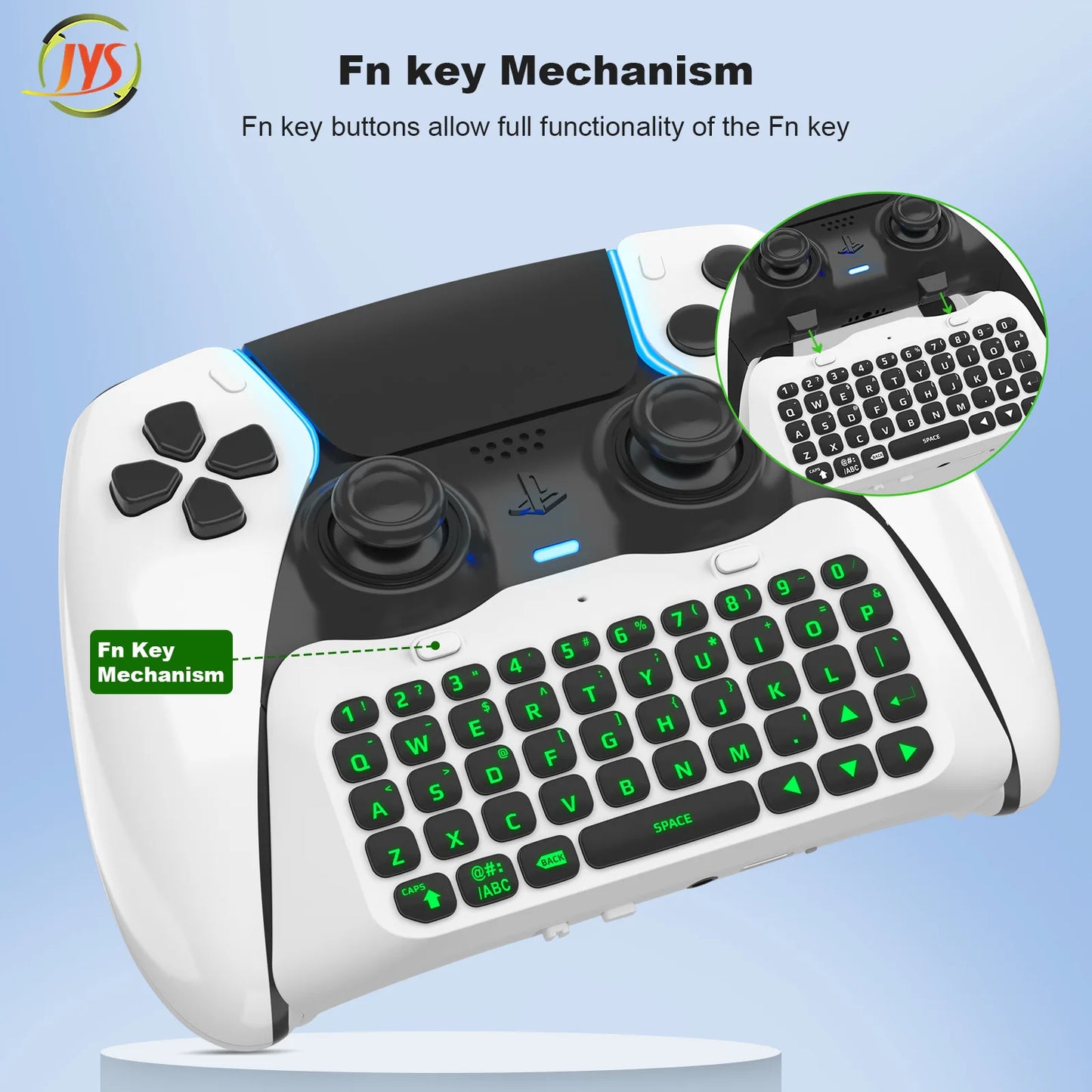 Controller Keyboard Bluetooth-Compatible Wireless Keyboard Green Backlight Built-in Speaker for PS5 Elite Handle