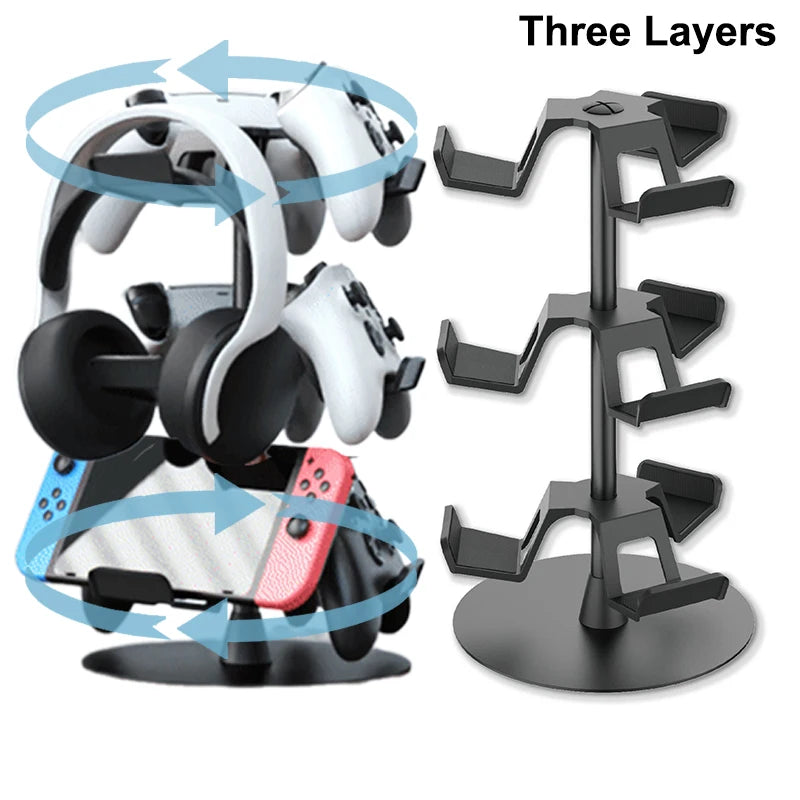 3-Tier Game Controller Stand, Holds 12 Controllers, Black Controller Organizer Compatible For PS5,4/One/Switch Pro