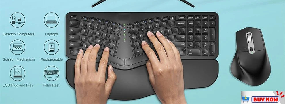 Mechanical Wired Gaming Keyboard and Wrist Rest Rainbow LED Backlit,Ergonomic Full Size Quiet Silent USB Keyboard for Computer