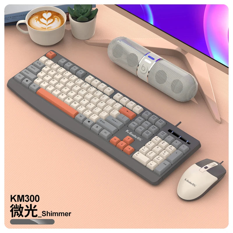 K-snake KM300 Wired Keyboard and Mouse Set USB Ergonomic Desktop Laptop Keyboard and Mouse Home Office