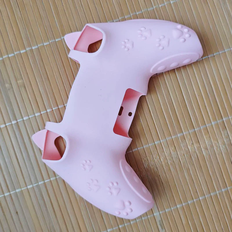 PS5 Controller Case Set Silicone Cute Cat Thumb Grip Caps + PS5 Controller Shell Cover + Stiker For SONY Playstation 5
