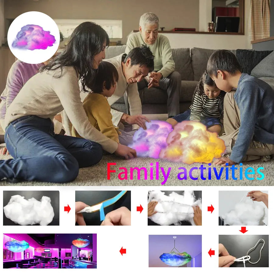 LED 3D Lightning Cloud Light Bluetooth Voice Control Remote USB Plug Dimmable Mood Decorative Night Light for Game Room