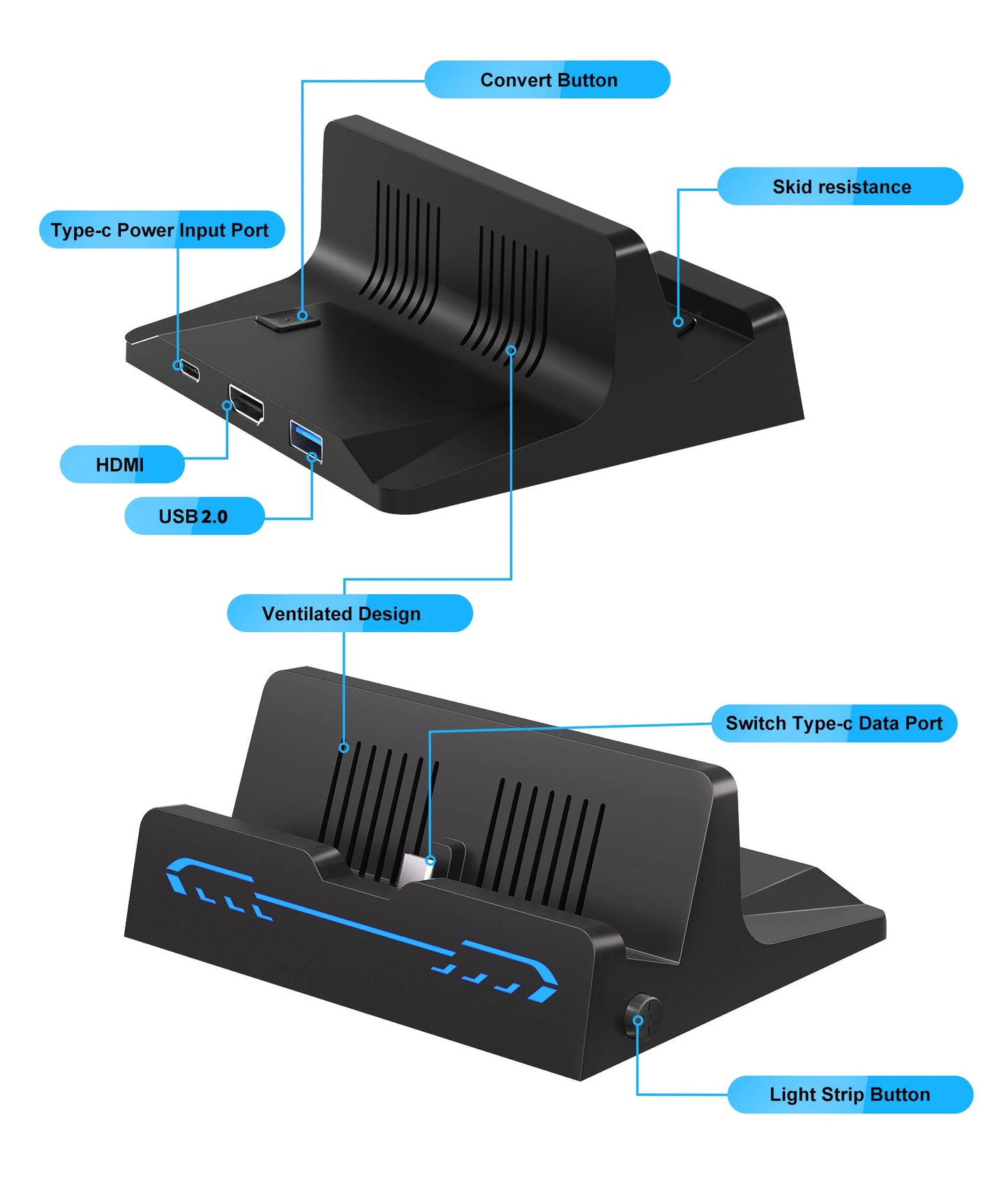 Switch Docking Station For Nintendo Switch OLED/Nintendo Switch Accessories,Portable TV Docking Station with 4K Adapter