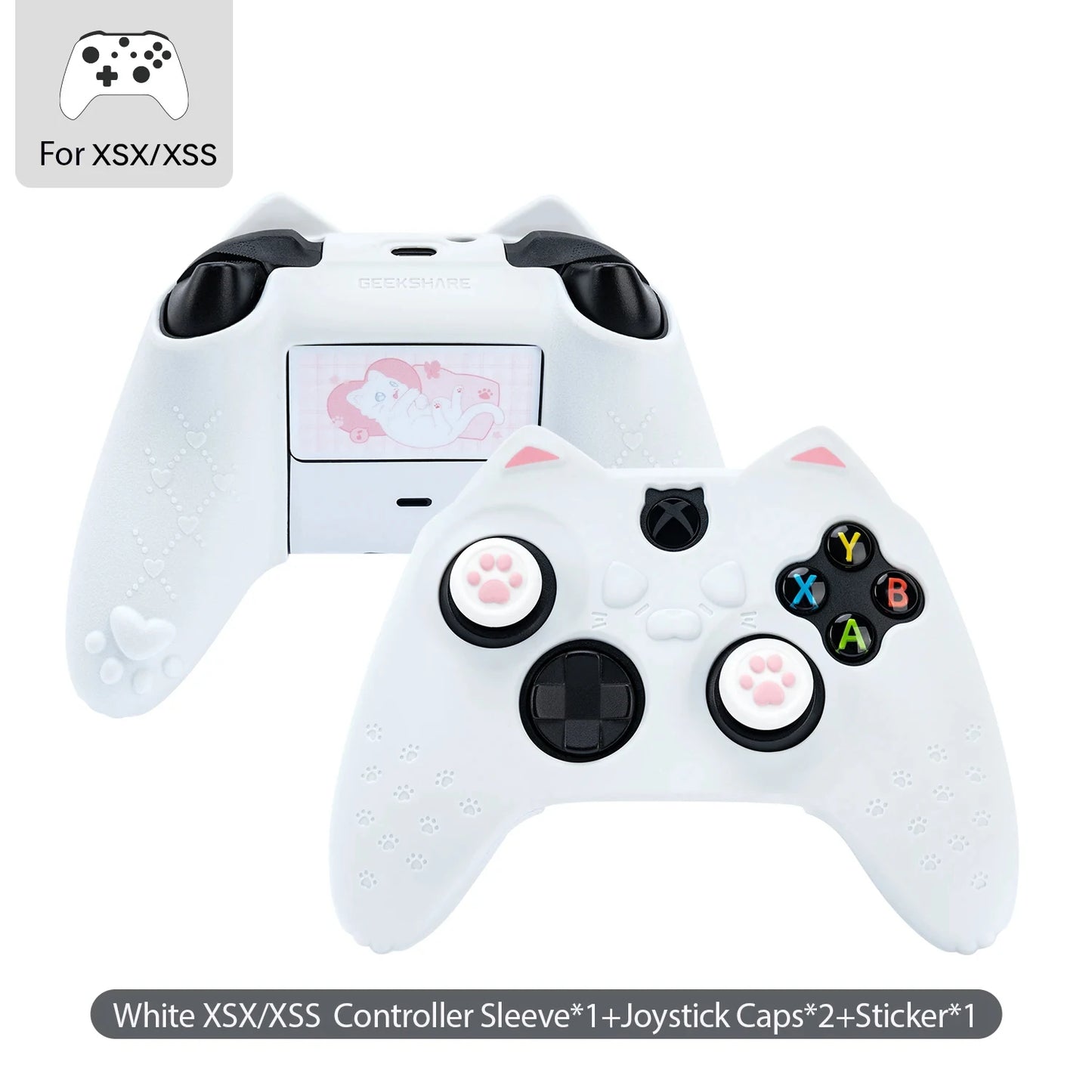 GeekShare Protective Case for Xbox Series X Controller Soft Silicone Cover Skin,Controller Skin+Customized Sticker+2*Thumb Grips