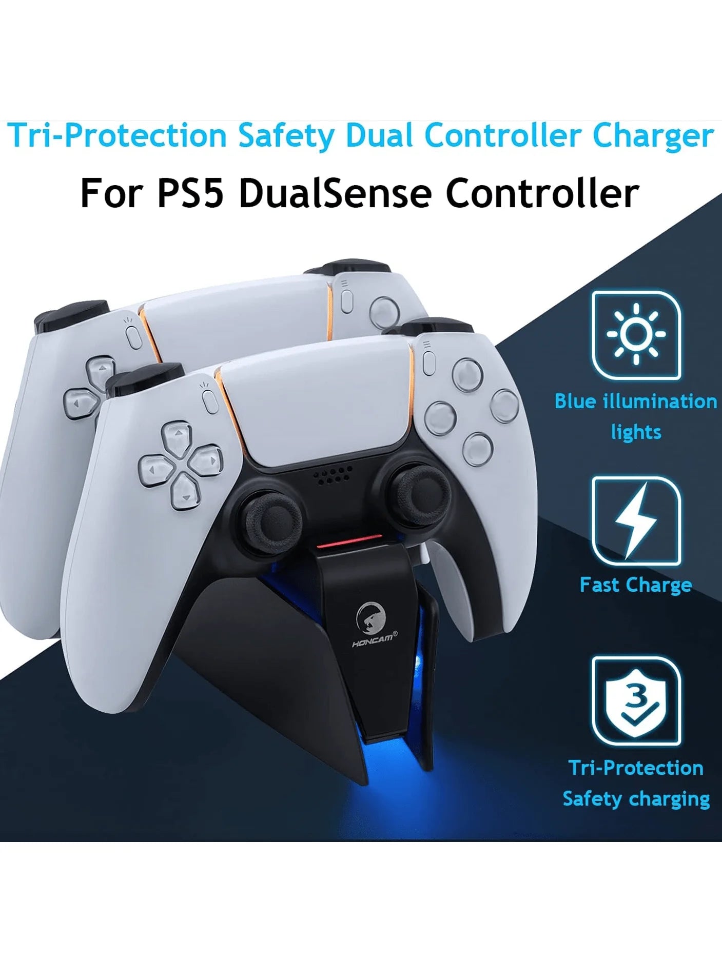 Controller Charging Station with Dual Fast Charger Dock for PS5 DualSense Wireless Controller with LED Charging Indicators