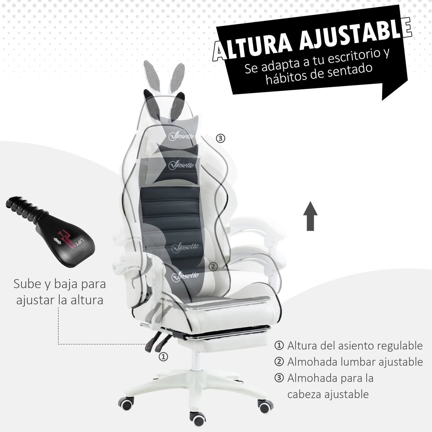 Vinsetto Swivel Pu Leather Gaming Chair with Adjustable Height 65X63X136-142Cm