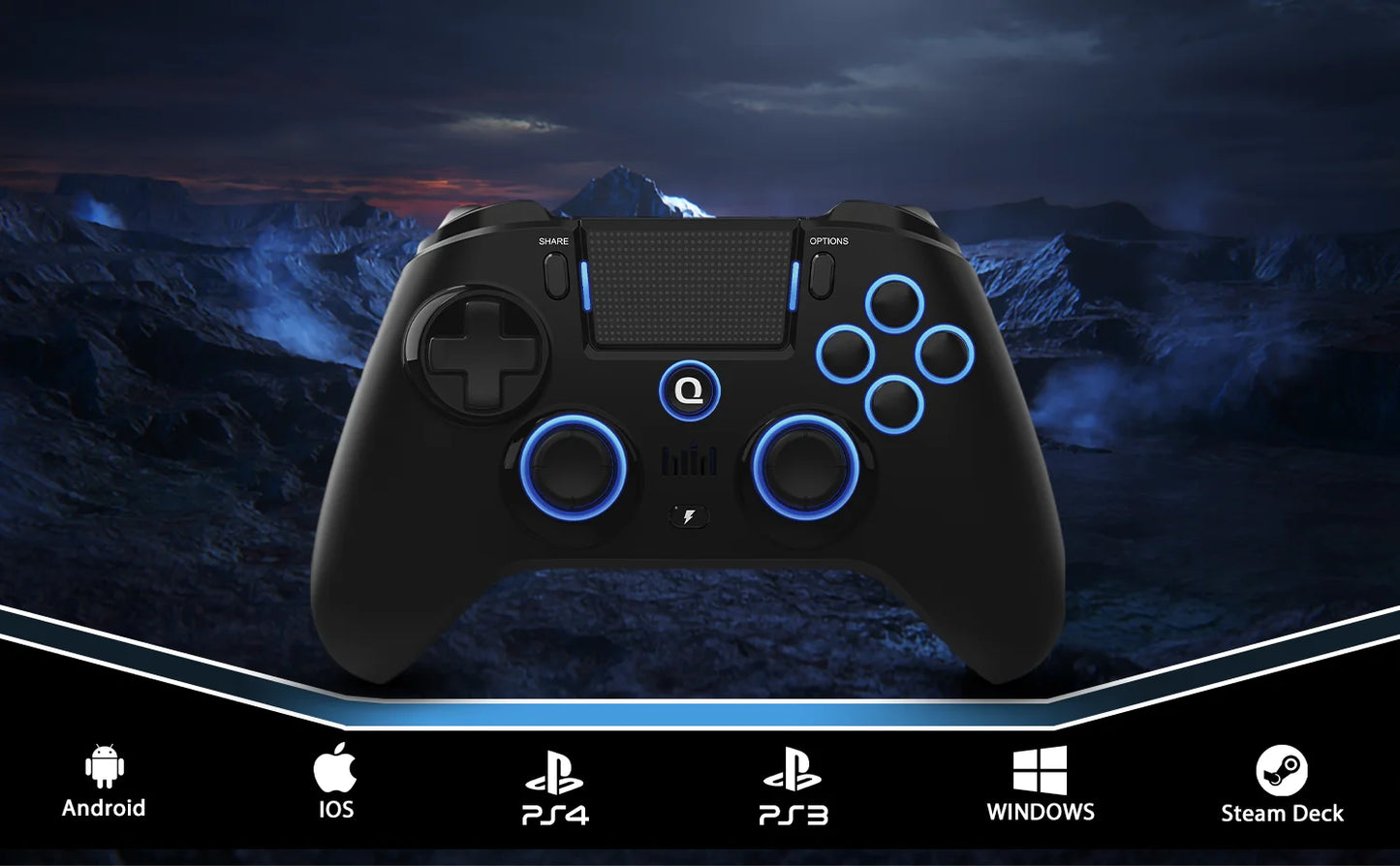 Original QRD Spark N5 Wireless Controller for PS5 PS4 PS3 IOS Android PC Hall 9-color LED lights Vibration effect PS4 Gamepad