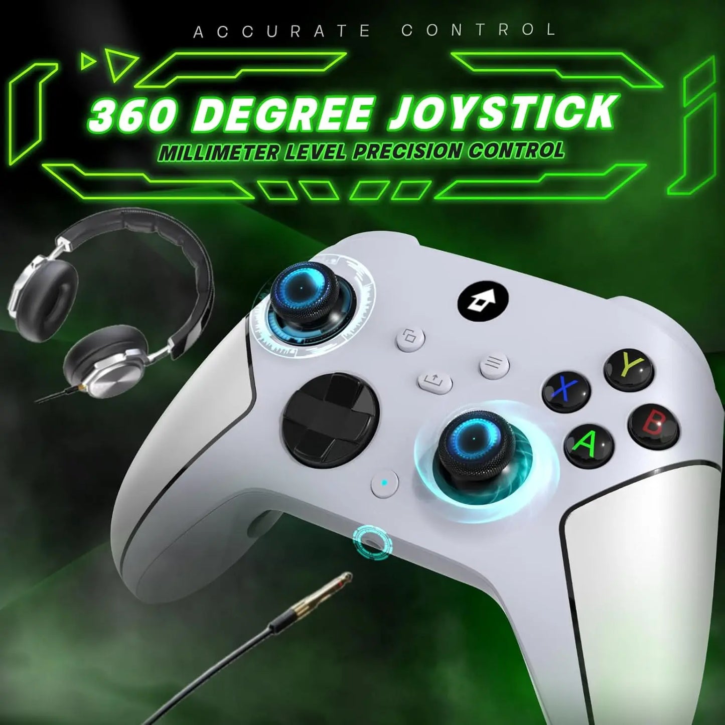 Upgraded 7 Colors RGB Wireless Controller XB023 for XBOX,Steam,Windows with Dual Vibration ,AUTO TURBO Function&Programmable