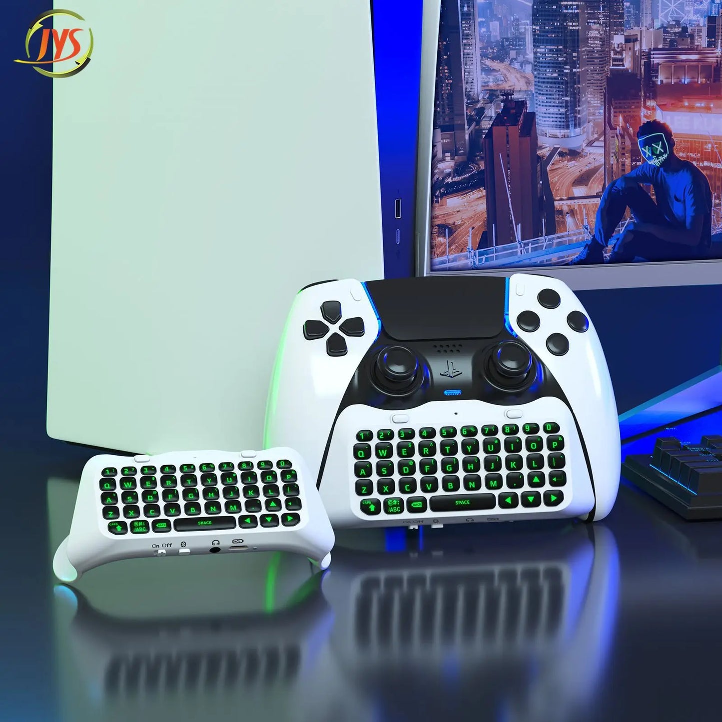 Controller Keyboard Bluetooth-Compatible Wireless Keyboard Green Backlight Built-in Speaker for PS5 Elite Handle